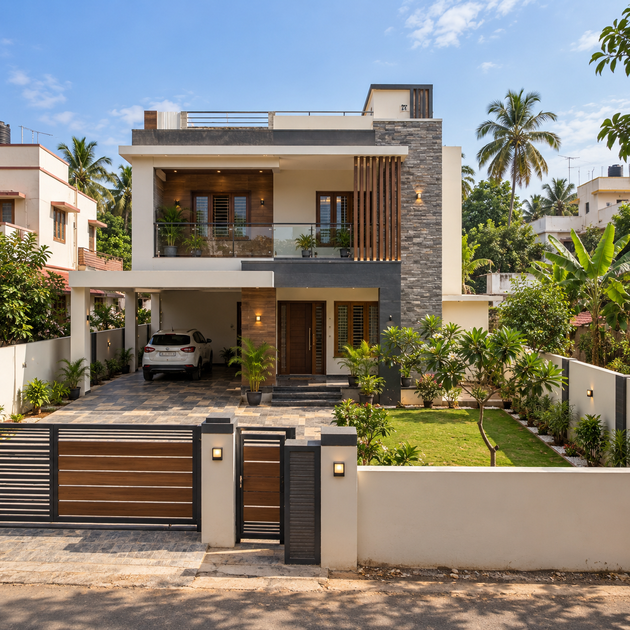 Completed modern residential house